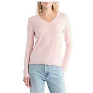 Nordstrom Essential V-Neck Cashmere Pullover Sweater in Pink